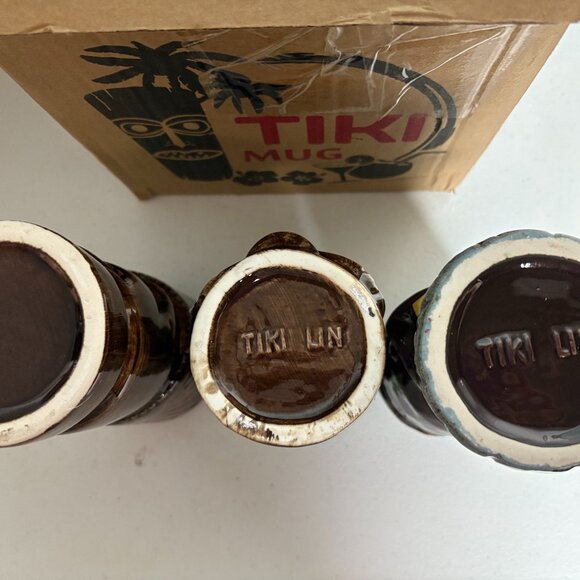 Set of 3 Tiki Bar Mugs 7" Tiki Lin - Picture 6 of 7
